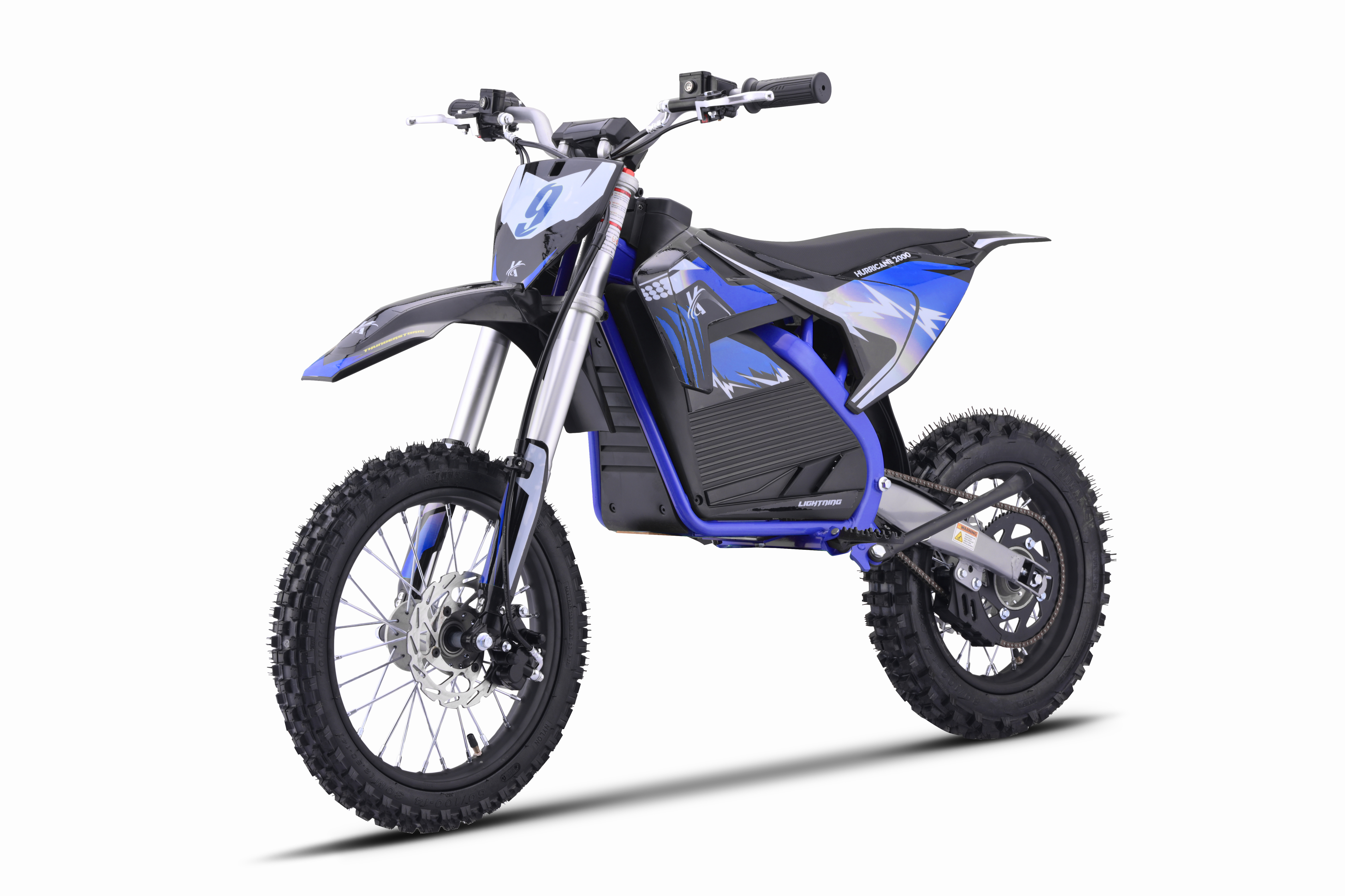 60V Elektro Kinder Moto Cross Dirt Bike HURRICANE 2000W blau