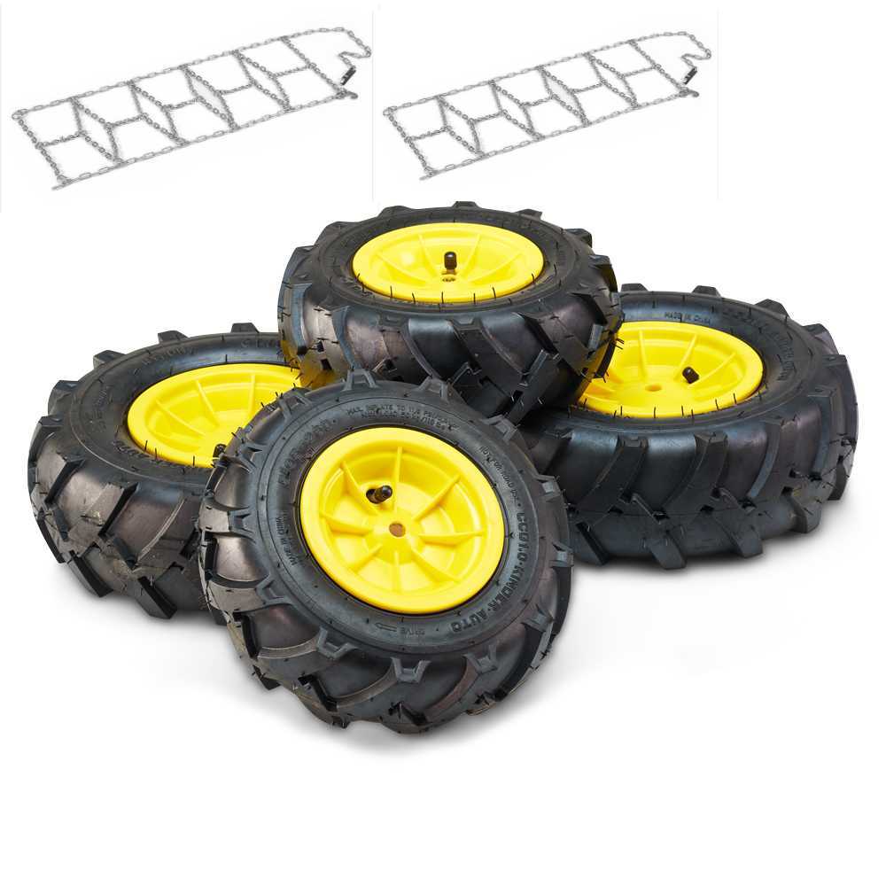 Luftreifen für Elektrotraktor John Deere Ground Force und Ground Loader von PEG PEREGO inklusive Schneeketten